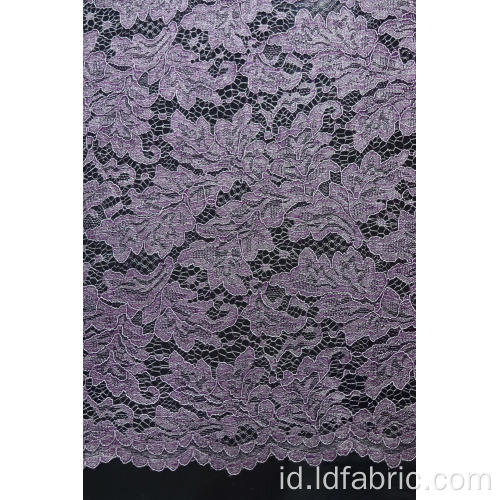 100% Polyester Cord Lace Fabric Dengan Glitter